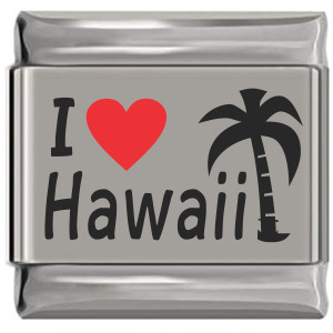 I Love Hawaii Red Heart Laser Engraved Italian Charm I Love Hawaii Red Heart Laser Engraved Italian Charm