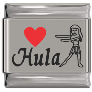 Hula Red Heart Laser Engraved Italian Charm Hula Red Heart Laser Engraved Italian Charm