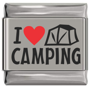 I Love Tent Camping Red Heart Laser Engraved Italian Charm I Love Tent Camping Red Heart Laser Engraved Italian Charm
