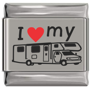 I Love My Class C RV Red Heart Laser Engraved Italian Charm I Love My Class C RV Red Heart Laser Engraved Italian Charm