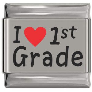 I Love 1st Grade Red Heart Laser Engraved Italian Charm I Love 1st Grade Red Heart Laser Engraved Italian Charm