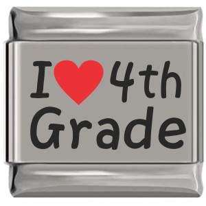 I Love 4th Grade Red Heart Laser Engraved Italian Charm I Love 4th Grade Red Heart Laser Engraved Italian Charm