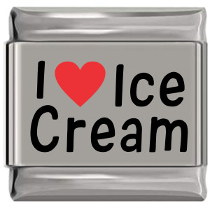 I Love Ice Cream Red Heart Laser Engraved Italian Charm