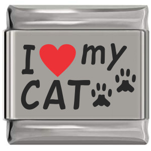 I Love My Cat Red Heart Laser Engraved Italian Charm I Love My Cat Red Heart Laser Engraved Italian Charm