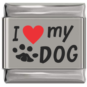 I Love My Dog Red Heart Laser Engraved Italian Charm I Love My Dog Red Heart Laser Engraved Italian Charm