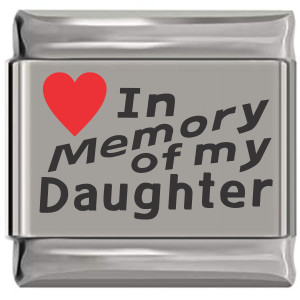 In Memory of My Daughter Red Heart Laser Engraved Charm In Memory of My Daughter Red Heart Laser Engraved Charm