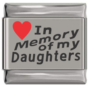 In Memory of My Daughters Red Heart Laser Engraved Charm In Memory of My Daughters Red Heart Laser Engraved Charm