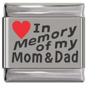 In Memory of My Mom and Dad Red Heart Laser Engraved Charm In Memory of My Mom and Dad Red Heart Laser Engraved Charm