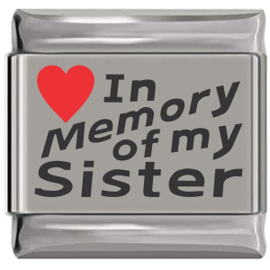 In Memory of My Sister Red Heart Laser Engraved Charm In Memory of My Sister Red Heart Laser Engraved Charm