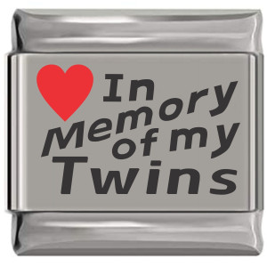 In Memory of My Twins Red Heart Laser Engraved Charm In Memory of My Twins Red Heart Laser Engraved Charm