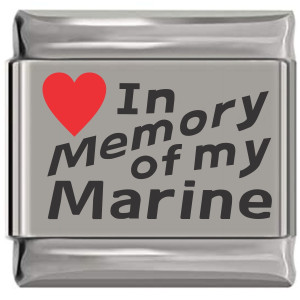 In Memory of My Marine Red Heart Laser Engraved Charm