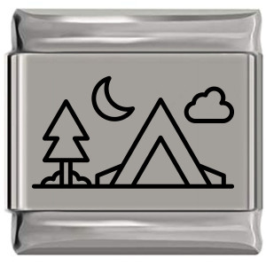 Mountain Tent Camping Moon Laser Engraved Italian Charm Mountain Tent Camping Moon Laser Engraved Italian Charm