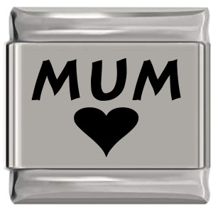 Mum Heart Laser Engraved Italian Charm Mum Heart Laser Engraved Italian Charm