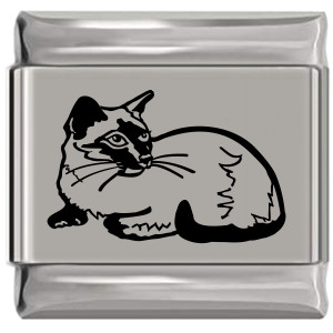 Feline Cat Lounging Laser Engraved Italian Charm Feline Cat Lounging Laser Engraved Italian Charm