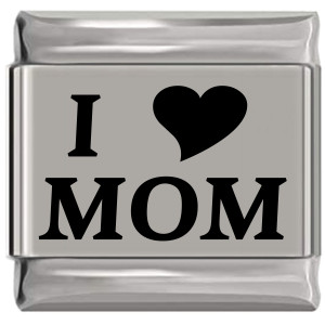 I Love Mom Heart Laser Engraved Italian Charm I Love Mom Heart Laser Engraved Italian Charm