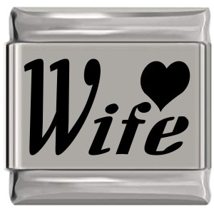 Wife Heart Love Laser Engraved Italian Charm Wife Heart Love Laser Engraved Italian Charm