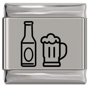 Beer Bottle and Mug Laser Engraved Italian Charm