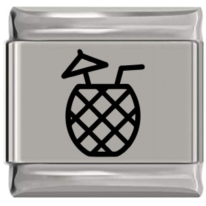 Tropical Drink Pineapple Laser Engraved Italian Charm Tropical Drink Pineapple Laser Engraved Italian Charm