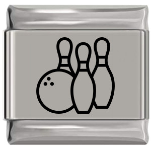 Bowling Ball and Pins Laser Engraved Italian Charm Bowling Ball and Pins Laser Engraved Italian Charm