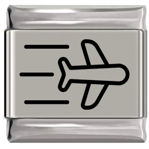 Airplane Flying Travel Laser Engraved Italian Charm Airplane Flying Travel Laser Engraved Italian Charm