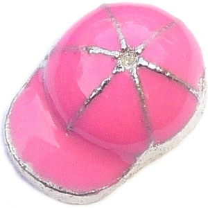 Pink Baseball Hat Floating Locket Charm Pink Baseball Hat Floating Locket Charm