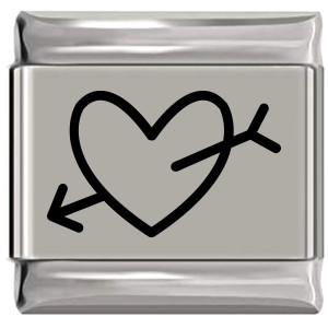 Heart Arrow Cupid Love Laser Engraved Italian Charm Heart Arrow Cupid Love Laser Engraved Italian Charm