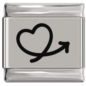 Heart Arrow Love Laser Engraved Italian Charm Heart Arrow Love Laser Engraved Italian Charm