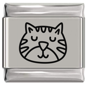 Cute Cat Face Kitten Laser Engraved Italian Charm Cute Cat Face Kitten Laser Engraved Italian Charm