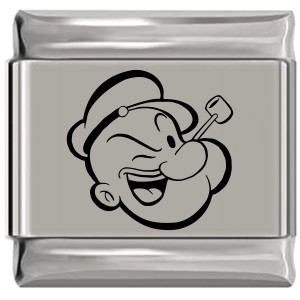 Popeye the Sailor Man Character Laser Engraved Italian Charm Popeye the Sailor Man Character Laser Engraved Italian Charm