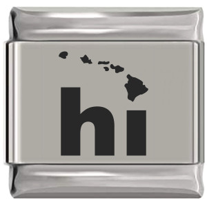 HI Hawaii Islands Laser Engraved Italian Charm
