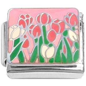 Tulip Flowers Pink White Italian Charm