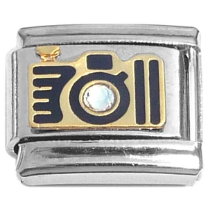 Vintage Camera Bling Italian Charm