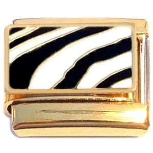 Zebra Animal Print Gold Base Italian Charm