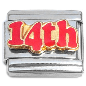 Number Fourteen 14th Fourteenth Italian Charm