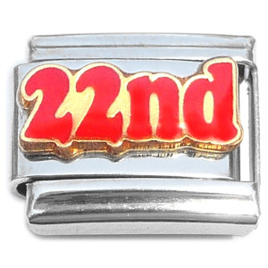 Number Twentytwo 22nd Twenty Second Italian Charm