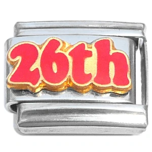 Number Twentysix 26th Twenty Sixth Italian Charm