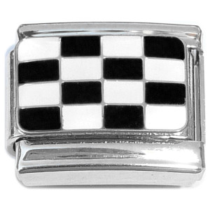 Black White Checkered Racing Flag Italian Charm