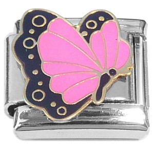 Pink Flying Butterfly Italian Charm
