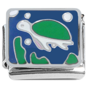 Sea Turtle on Blue Seaturtle Italian Charm