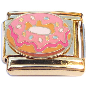 Sprinkles Donut Goldtone Base Italian Charm