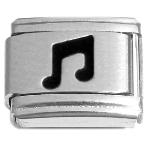 Black Music Note Italian Charm