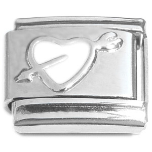 White Heart Arrow Italian Charm