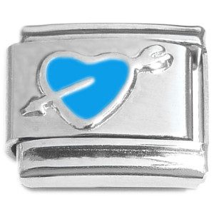 Blue Heart Arrow Italian Charm