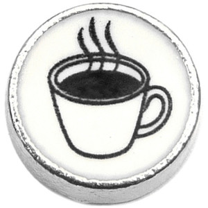Black And White Coffee Cup Floating Locket Charm Black And White Coffee Cup Floating Locket Charm