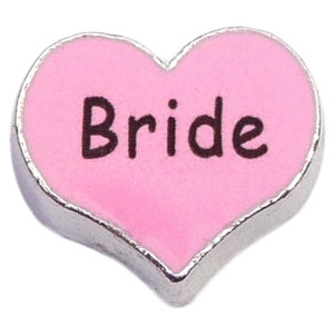 Bride Pink Heart Floating Locket Charm Bride Pink Heart Floating Locket Charm