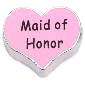 Maid Of Honor Pink Heart Floating Locket Charm Maid Of Honor Pink Heart Floating Locket Charm