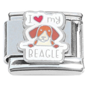 I Love My Beagle Italian Charm