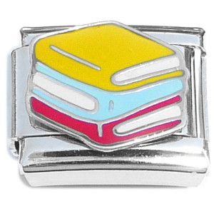 Colorful Stack of Books Italian Charm