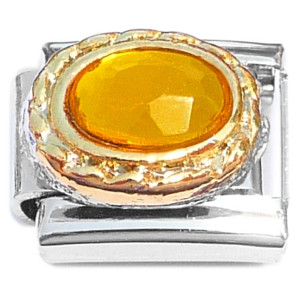 Oval Amber Bling Italian Charm