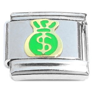 Money Bag Dollar Sign Italian Charm